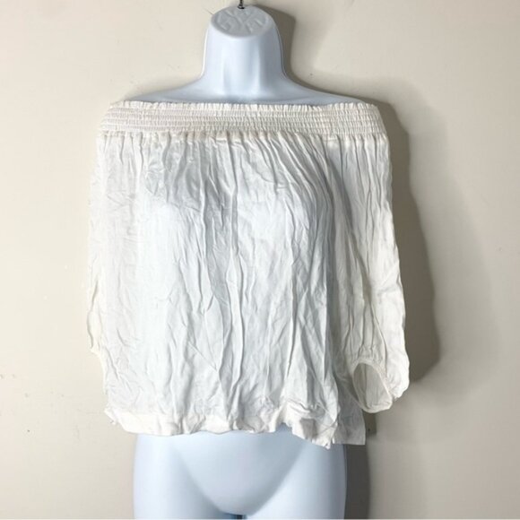 Aritzia Babaton Blouse Off The Shoulders 3/4 Length Sleeve White Size XS - Picture 15 of 15